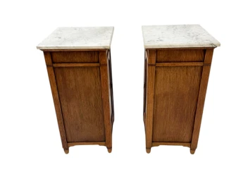 Two Arts & Crafts Art Nouveau Oak Nightstands or Bedside Tables, 1900s